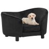 Black Plush Dog Sofa - 27.2"x19.3"x15.7", Comfortable Pet Couch