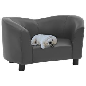 Gray Dog Sofa - Faux Leather (26.4"x16.1"x15.4")