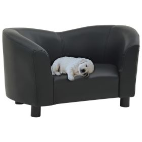 Black Dog Sofa - Faux Leather Pet Bed (26.4"x16.1"x15.4")