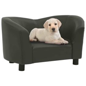 Dark Gray Faux Leather Dog Sofa (26.4"x16.1"x15.4")