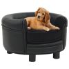 Black Plush and Faux Leather Dog Sofa (18.9"x18.9"x12.6")