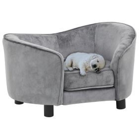 Gray Plush Dog Sofa (27.2"x19.3"x15.7")