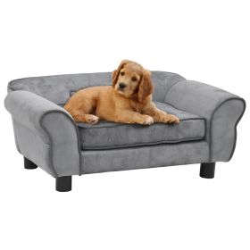 Gray Plush Dog Sofa – 28.3"x17.7"x11.8" Comfortable Pet Couch