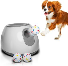 White Automatic Dog Ball Launcher Machine - Tennis Ball Thrower (10.2"x8.3"x10.6")