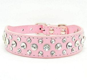 Rhinestone Dog Collar – Pink Bling Crystal Diamond Collar for Large Dogs (XL, 21 Inches)