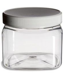 Clear PET Plastic Square Storage Jar with Cap – 16 oz (BPA-Free, Food-Grade, Airtight Seal)