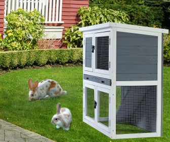 Two-Layer Wooden Pet House with Removable Tray & Openable Roof (36"x17.7"x31.9")