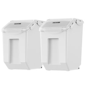 VEVOR Airtight Pet Food Storage Bin Set – 2 x 15L Dispenser Bins with Measuring Cups & Wheels