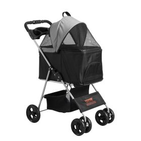 VEVOR Pet Stroller (4 Wheels) - Dog Stroller with Brakes, 35 lbs Capacity, Detachable Carrier