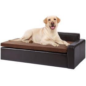 VEVOR Pet Sofa - Leather Dog Couch for Large Pets (40x23x13 inch, 110 lbs Capacity)