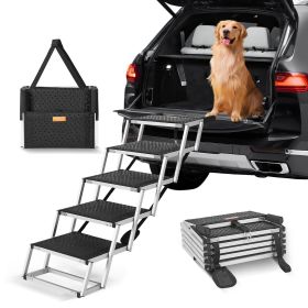 VEVOR Dog Stair for Cars (5-Step Folding Dog Steps, Aluminum, 150 lbs Capacity)