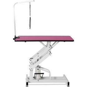 42.5-Inch Hydraulic Pet Grooming Table with Adjustable Arm (Pink)