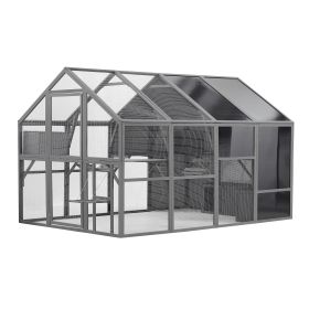 Luxury Outdoor Wooden Catio Enclosure with Bouncy Bridge and Walk-in Design