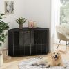 47.24" Spacious Dog Cage with Tempered Glass - Black