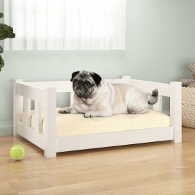 White Solid Wood Pine Dog Bed (25.8"x19.9"x11")