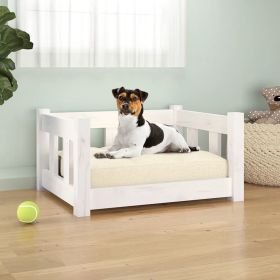 White Solid Wood Pine Dog Bed (21.9"x17.9"x11")