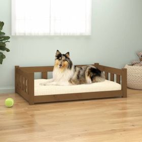 Honey Brown Solid Wood Pine Dog Bed - 37.6"x25.8"x11"