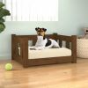 Honey Brown Dog Bed - Solid Pine Wood (21.9"x17.9"x11")