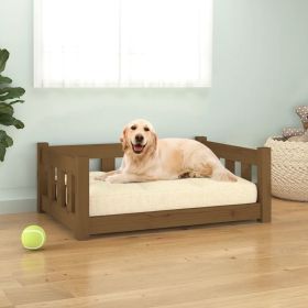 Honey Brown Solid Wood Pine Dog Bed – 29.7”x21.9”x11” | Sturdy Pet Bed