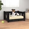 Black Solid Wood Pine Dog Bed (21.9"x17.9"x11")