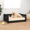 Black Solid Wood Pine Dog Bed – 29.7"x21.9"x11" Sturdy Pet Bed