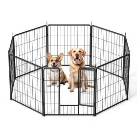 Dog Playpen Indoor Outdoor, 24" Height, 8 Panels with Anti-Rust Coating, Foldable & Portable Dog Pen