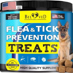 Flea and Tick Prevention Chewable Pills for Dogs and Cats - Natural Defense Tablets (Beef Flavor)