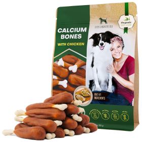 Dog Calcium Bones Wrapped with Chicken – Rawhide-Free Chew Treats for Small & Large Dogs