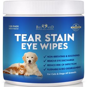 Beloved Tear Stain Eye Wipes for Dogs & Cats - Gentle Cleaning