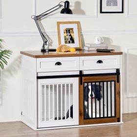 Heavy-Duty Wooden Dog Crate – Furniture Style Double Door Side Cabinet (44.5" W x 22.75" D x 33.25" H)