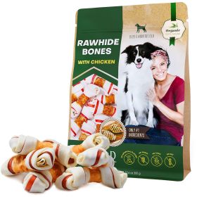 Dog Rawhide Sticks Wrapped with Chicken - Natural Chew Treats, Grain-Free Organic Snacks