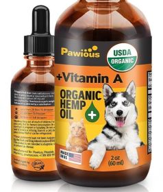 Pawious Organic Vitamin A & Hemp Oil for Dogs - Skin & Coat Health