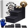 Black Dog Stairs for High Beds - Foldable Steps with Storage for Small & Medium Dogs