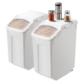 VEVOR 2-Pack Large Airtight Pet Food Storage Containers – 20L Each with Wheels & Measuring Cups