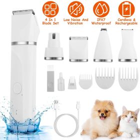 4 In 1 Cordless Rechargeable Pet Grooming Kit for Dogs & Cats - Hair Trimmer and Nail Grinder