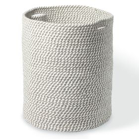 Recycled Cotton Woven Rope Pet Storage Basket – White & Gray Melange (15x15x17.7 inch)