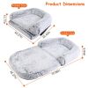 Large Foldable Human-Sized Dog Bed with Pillow & Blanket