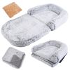 Large Foldable Human-Sized Dog Bed with Pillow & Blanket