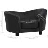 Black Plush and Faux Leather Dog Sofa - 27.2"x19.3"x15.7"