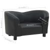 Black Dog Sofa - Faux Leather Pet Bed (26.4"x16.1"x15.4")