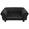 Black Plush Dog Sofa - 28.3"x17.7"x11.8" Cozy Pet Couch