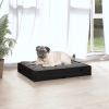 Black Solid Wood Pine Dog Bed (24.2"x19.3"x3.5")