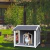 Outdoor Wooden Dog House - Waterproof, Windproof Kennel (For Medium Dogs)