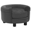 Dark Gray Dog Sofa - Plush & Faux Leather (18.9"x18.9"x12.6")