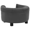 Dark Gray Dog Sofa - Plush & Faux Leather (18.9"x18.9"x12.6")