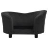 Black Plush and Faux Leather Dog Sofa - 27.2"x19.3"x15.7"