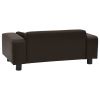 Brown Plush and Faux Leather Dog Sofa - 31.9"x16.9"x12.2"