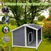 Outdoor Wooden Dog House - Waterproof, Windproof Kennel (For Medium Dogs)