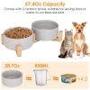 Double Ceramic Pet Bowls with Wooden Stand - Raised Feeder for Small Dogs & Cats (28.7 oz)