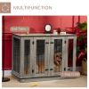 Large Furniture-Style Dog Crate - Dark Walnut with Removable Panel